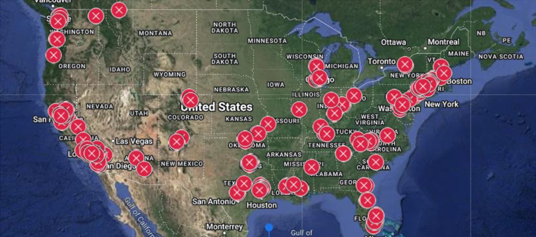 ORC incidents in US map